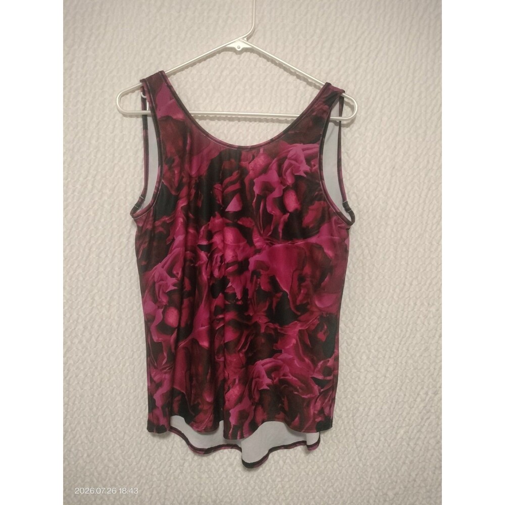 Calia Womens Medium Red Black Abstract Racerback Tank Top Yoga Sports  Causal